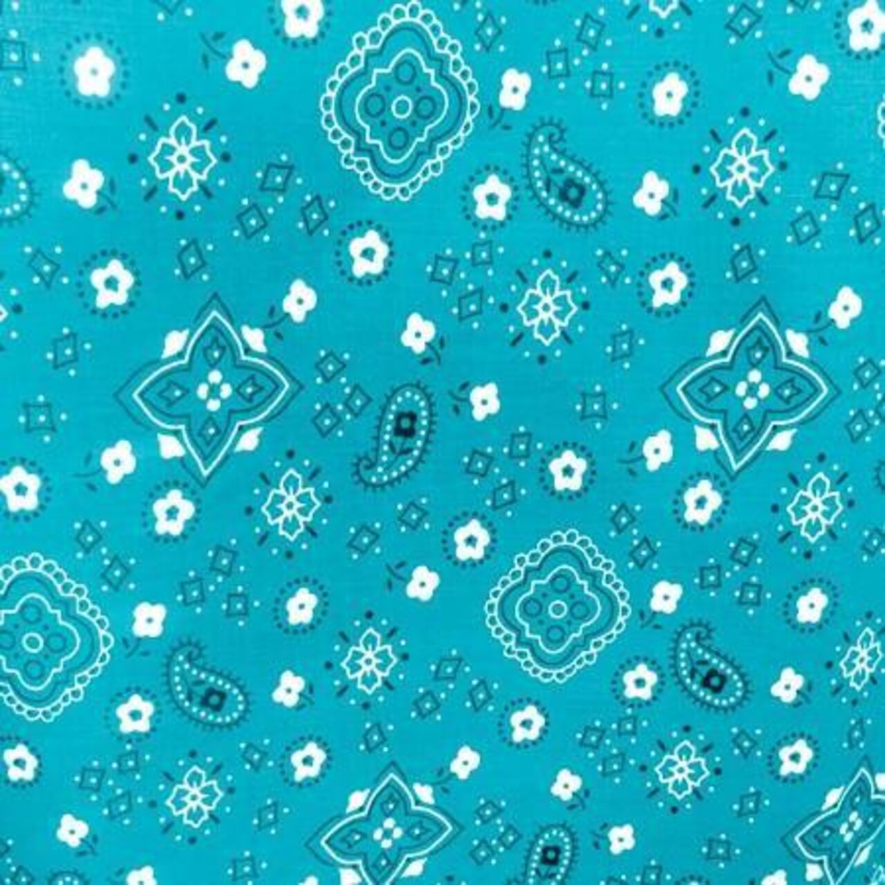 1 Yard DIY Bandana Print Fabric Soft Cotton Poly, Continuous Yardage, Machine Washable 58/59 Inches Wide